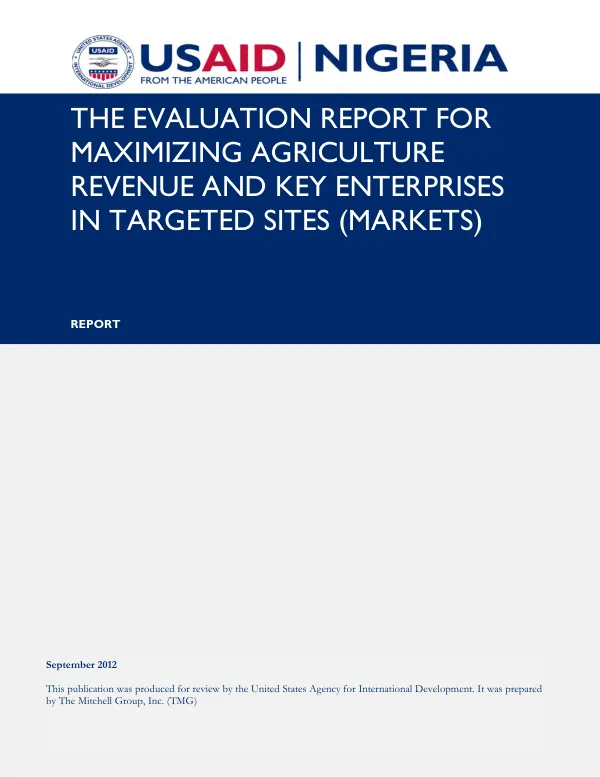 Evaluation Report for Maximizing Agricultural Revenue and Key Enterprises in Targeted Sites (MARKETS)