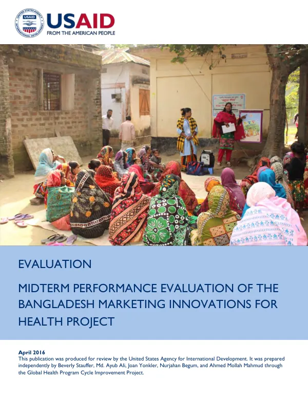 Midterm Performance Evaluation of the Bangladesh Marketing Innovations for Health (MIH) Project