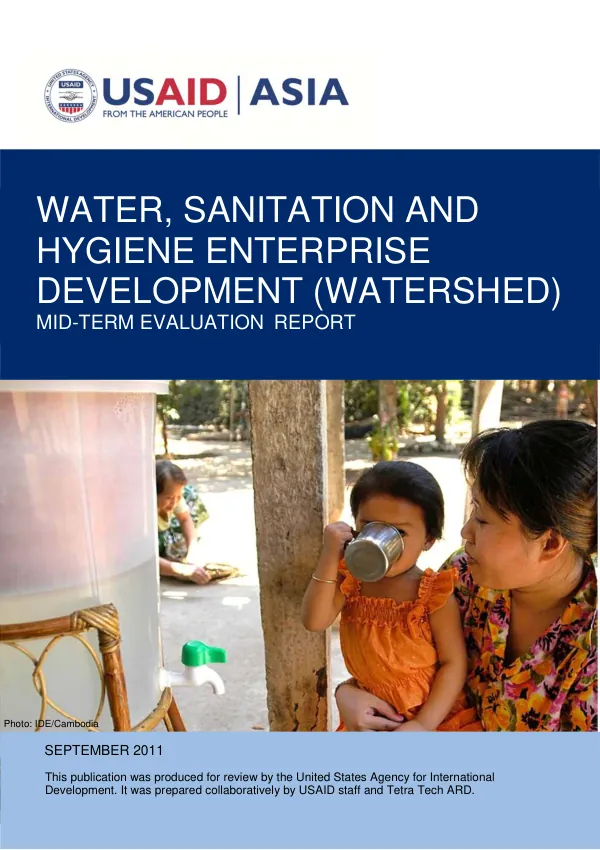 Water, Sanitation and Hygiene Enterprise Development (WaterSHED) Mid-Term Evaluation Report