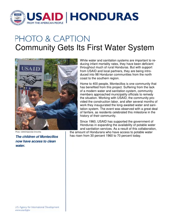 Honduras: Community Gets Its First Water System