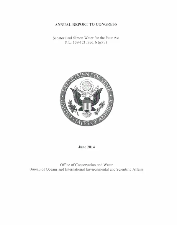 Senator Paul Simon Water for the Poor Act: 2014 Report to Congress