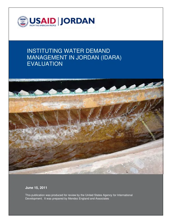 Instituting Water Demand Management in Jordan (IDARA) Evaluation
