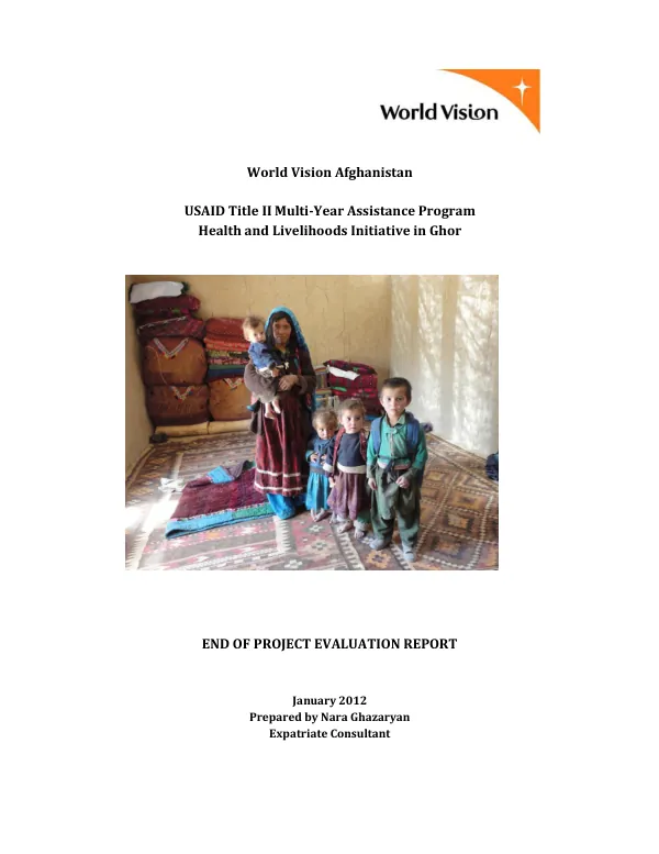 USAID Title II Multi‐Year Assistance Program Health and Livelihoods Initiative in Ghor - End of Project Evaluation