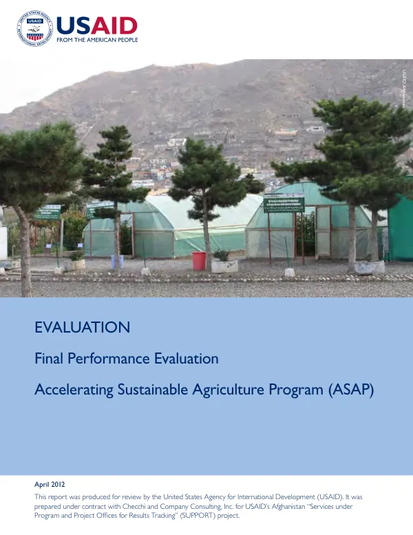 Final Performance Evaluation - Accelerating Sustainable Agriculture Program (ASAP)