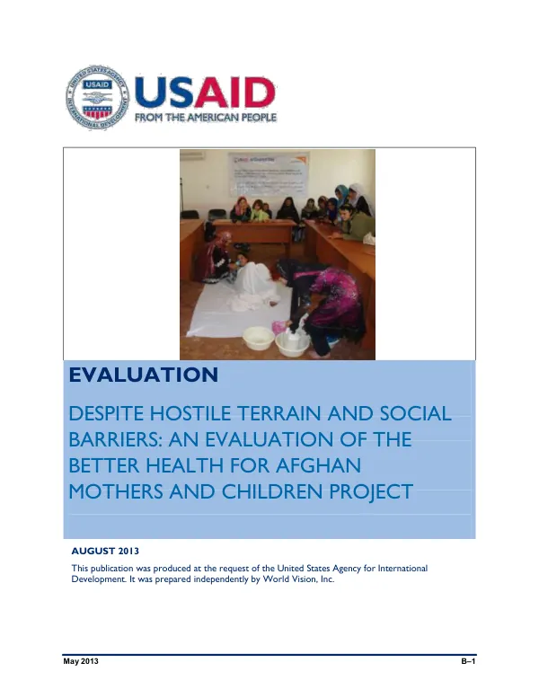 Despite Hostile Terrain and Social Barriers - An Evaluation of the Better Health for Afghan Mothers and Children Project