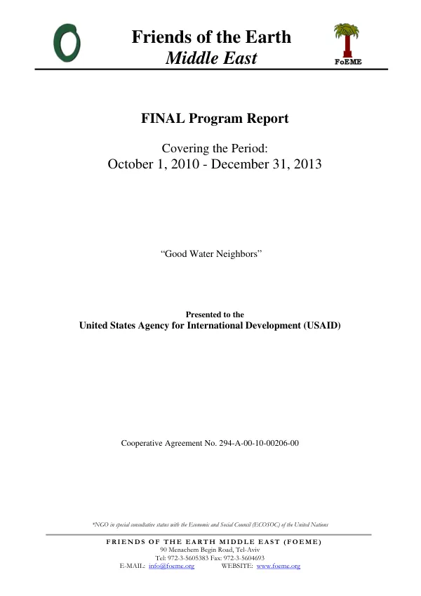 Good Water Neighbors - Final Program Report
