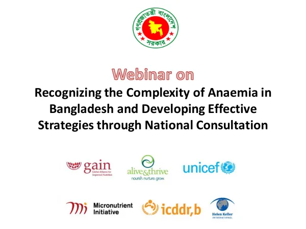 Recognizing the Complexity of Anaemia in Bangladesh