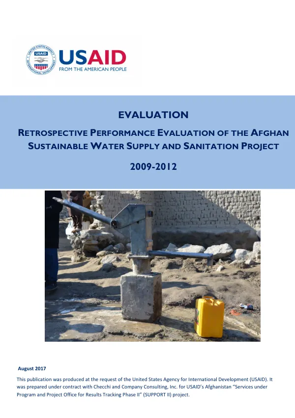 Retrospective Performance Evaluation of the Afghan Sustainable Water Supply and Sanitation Project