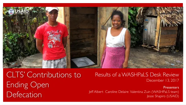 The Contribution of Community-Led Total Sanitation To Ending Open Defecation