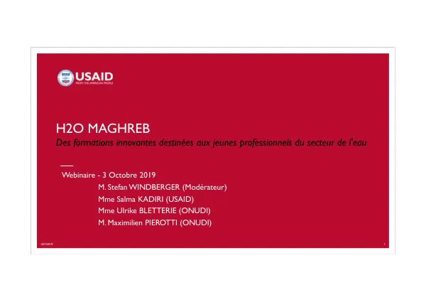 Webinaire : H2O Maghreb – une formation innovante pour les jeunes professionnels du secteur de l’eau