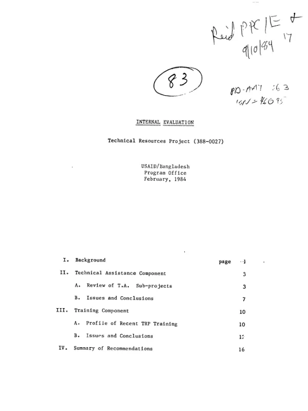 Internal evaluation : technical resources project (388-0027)