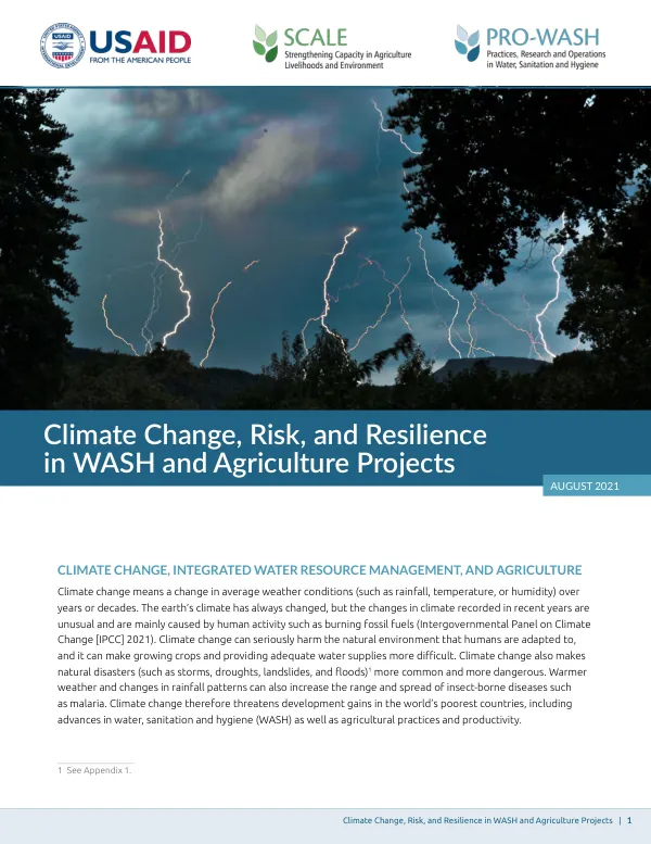 Climate Change, Risk, and Resilience in WASH and Agriculture Projects