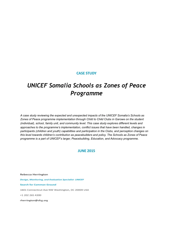 Somalia Schools as Zones of Peace Programme