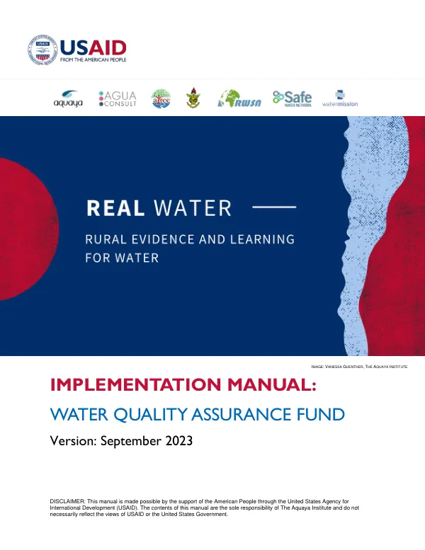 Implementation Manual: Water Quality Assurance Fund