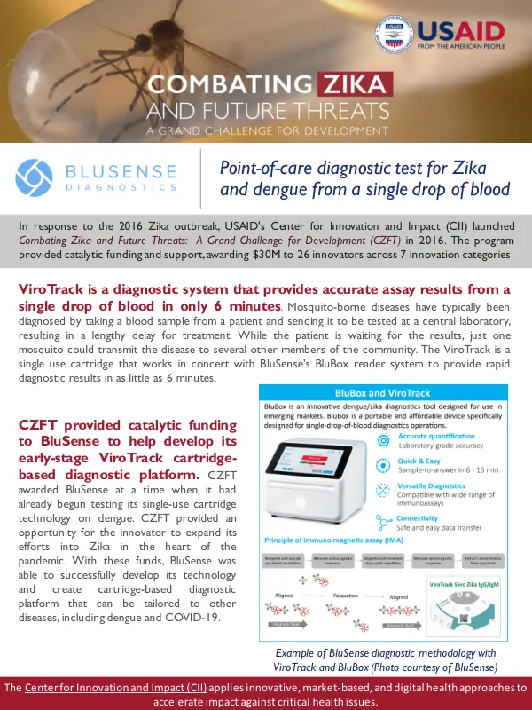 Point-of-care diagnostic test for Zika and dengue from a single drop of blood