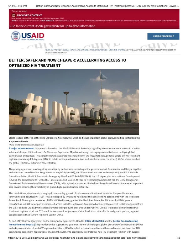 Better, Safer and Now Cheaper: Accelerating Access to Optimized Hiv Treatment