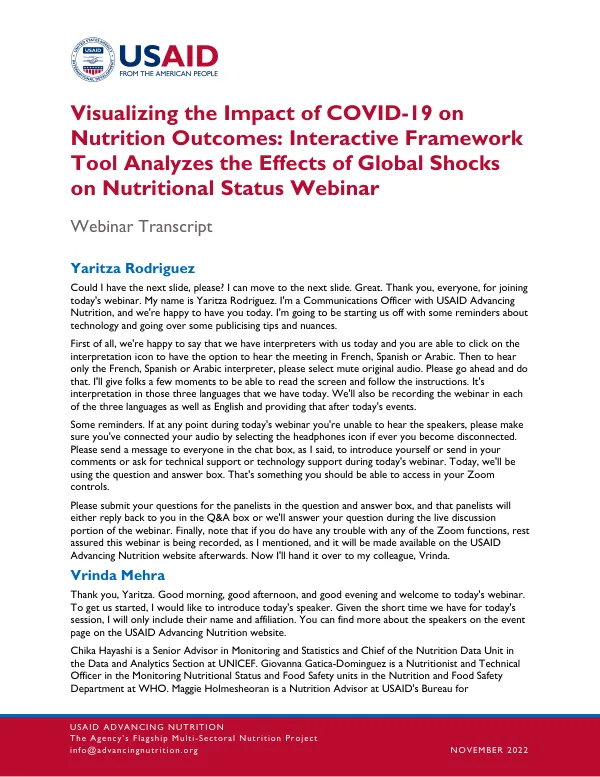 ACT-NM Webinar Transcript: Visualizing COVID-19 Impact on Nutrition Outcomes