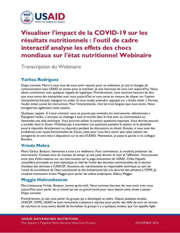 ACT-NM Webinar Transcript: COVID-19 Impact on Nutrition Outcomes