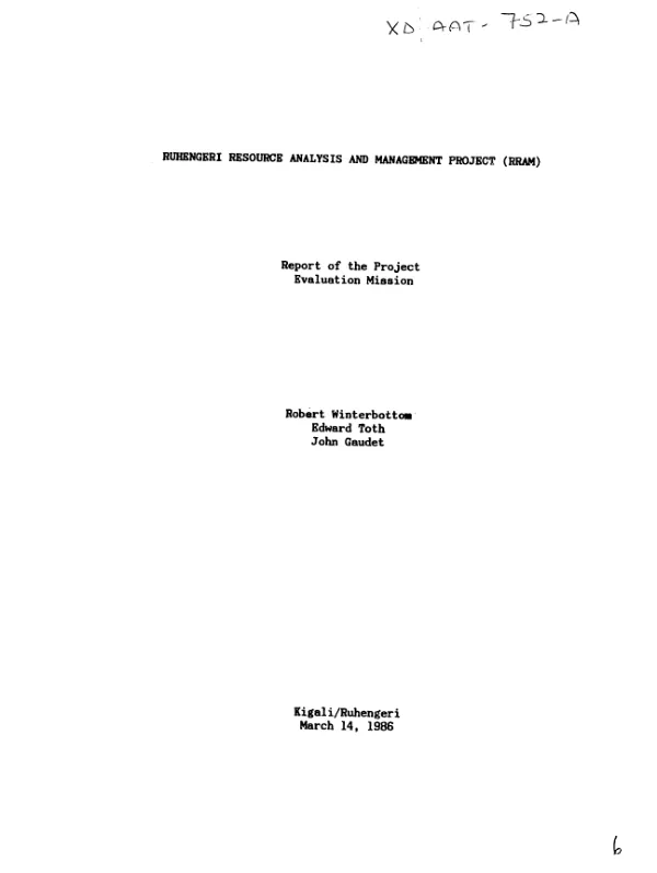 Ruhengeri resource analysis and management project (RRAM) : report of the project evaluation mission