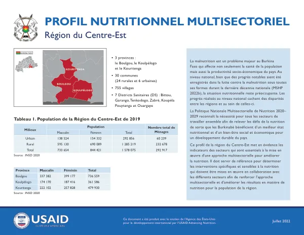 Burkina Faso Centre-Est Nutrition Profile