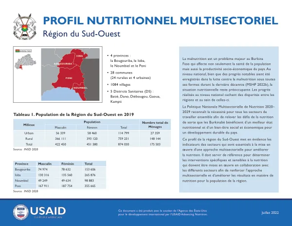 Burkina Faso Sud-Ouest Multisectoral Nutrition Profile