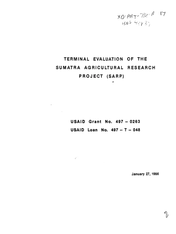 Terminal evaluation of the Sumatra agricultural research project (SARP)