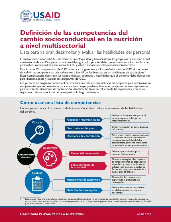 Definition of Socio-Behavioral Change Competencies for Multisectoral Nutrition