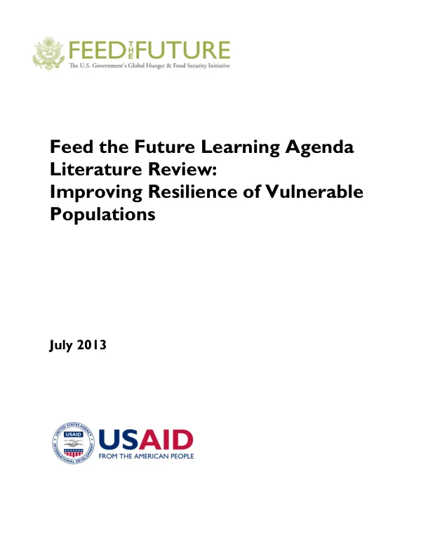 Feed the Future Learning Agenda Literature Review: Improving Resilience of Vulnerable Populations