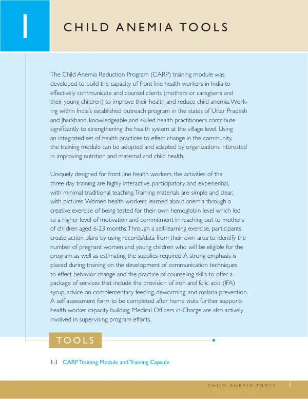 FHI A2Z Child Anemia Reduction Toolkit