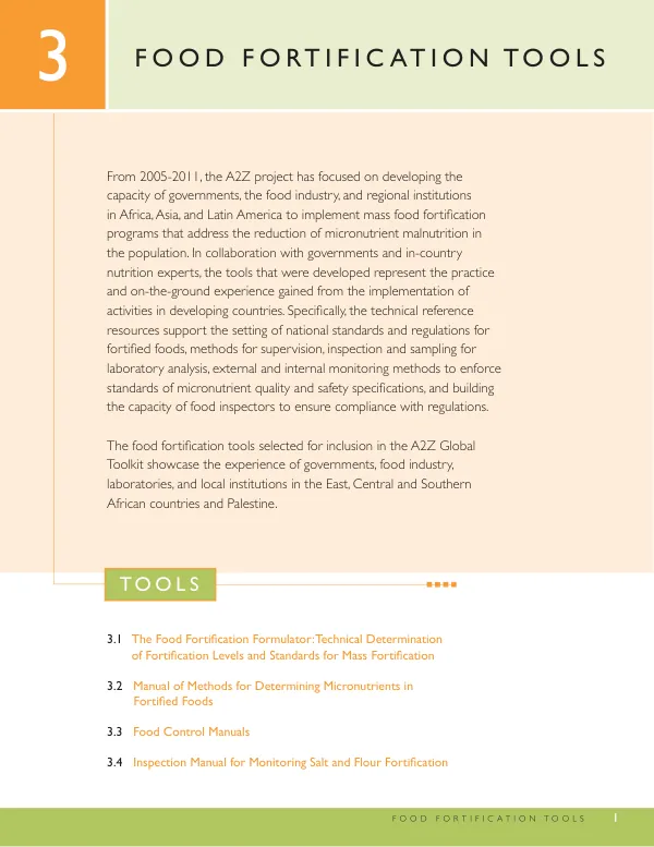 FHI A2Z Food Fortification Toolkit: Micronutrient Fortification in Developing Countries