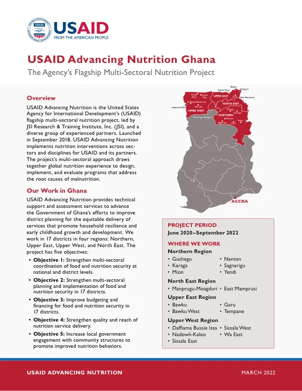 USAID Advancing Nutrition Ghana Fact Sheet (March 2022)