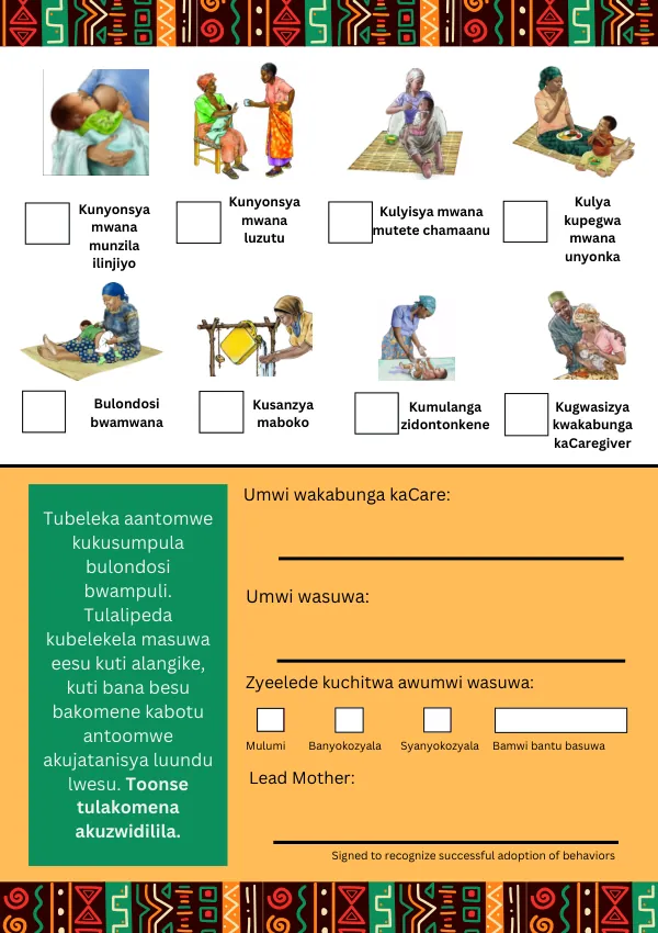 HCD Zimbabwe Care Group Commitment Card (Tonga)