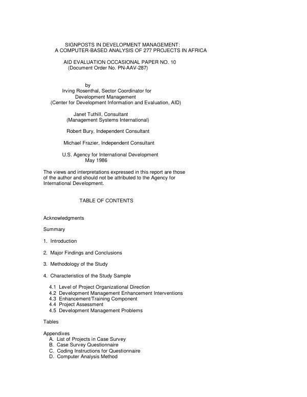 Signposts in development management : a computer-based analysis of 277 projects in Africa