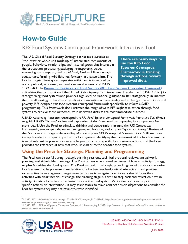 How-to Guide: RFS Food Systems Conceptual Framework Interactive Tool