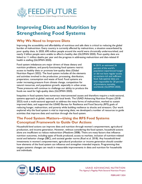Improving Diets by Strengthening Nutrition