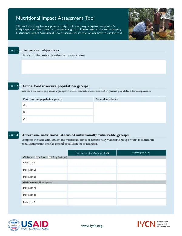 IYCN Agriculture Nutrition Assessment Tool Form