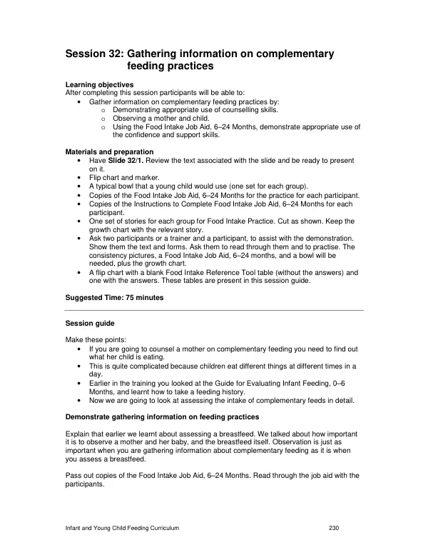 Lesotho Infant and Young Child Feeding Curriculum Part 5