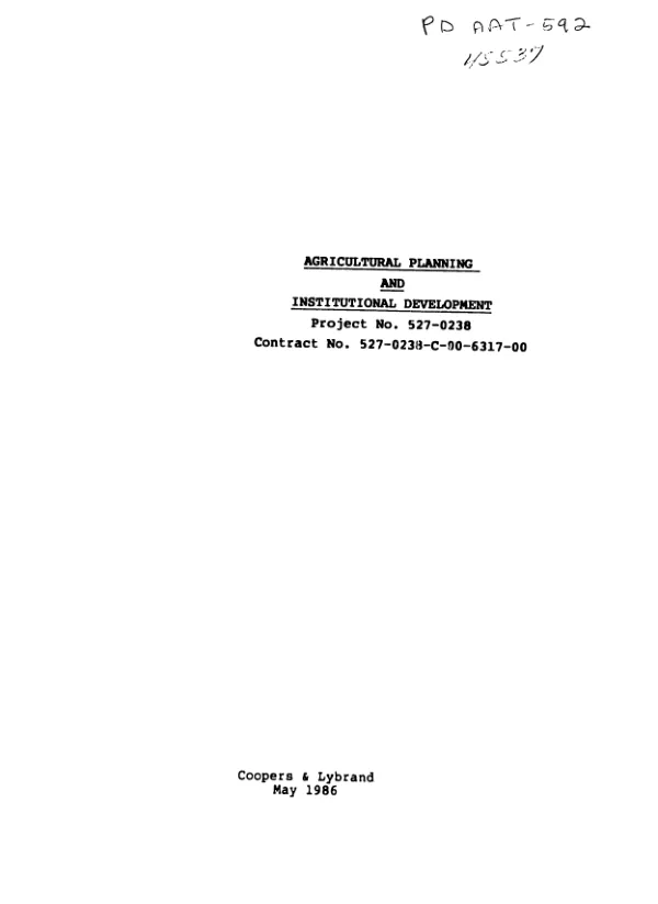 Mid-course evaluation of agricultural policy and institutional development (APID - PADI)