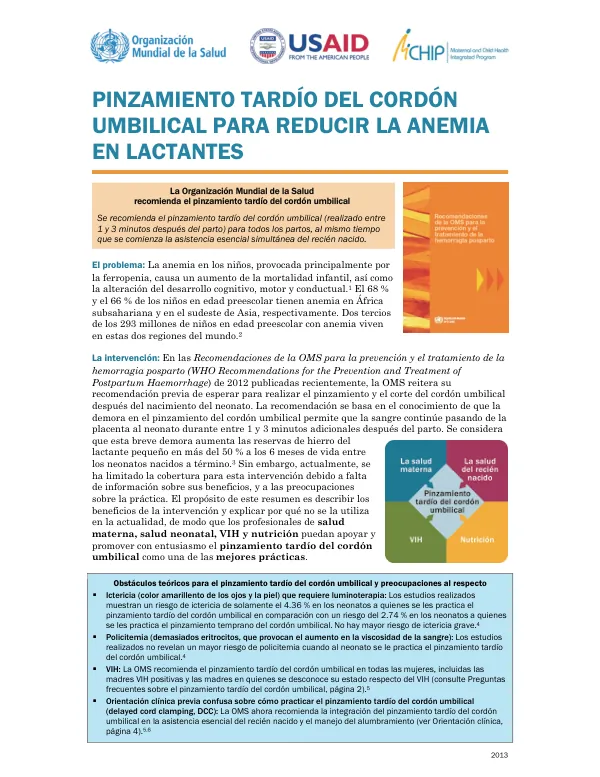 Delayed Cord Clamping (DCC) Briefing (Spanish)