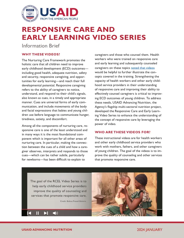Responsive Care and Early Learning (RCEL) Video Series: Information Brief