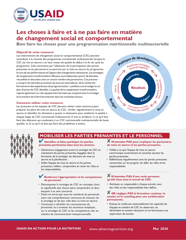 Social and Behavior Change: Do's and Don'ts Guide (French)