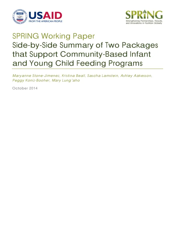 Side-by-Side Summary of Two Packages Supporting Community-Based IYCF Programs