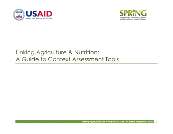 Linking Agriculture and Nutrition: A Guide to Context Assessment Tools