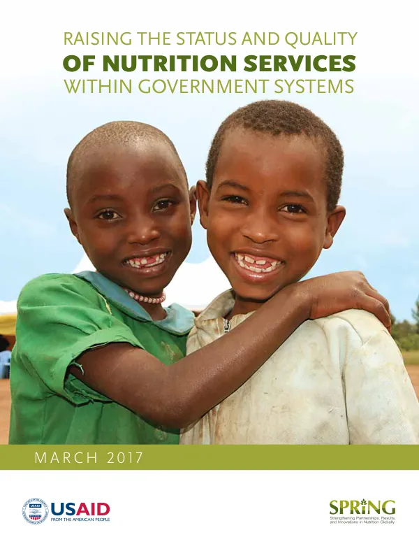 Raising the Status and Quality of Nutrition Services within Government Systems