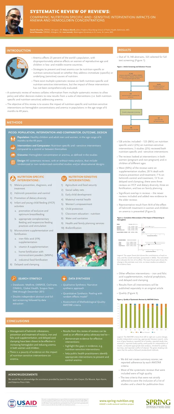 Systematic Review of Nutrition Interventions on Anemia and Hemoglobin