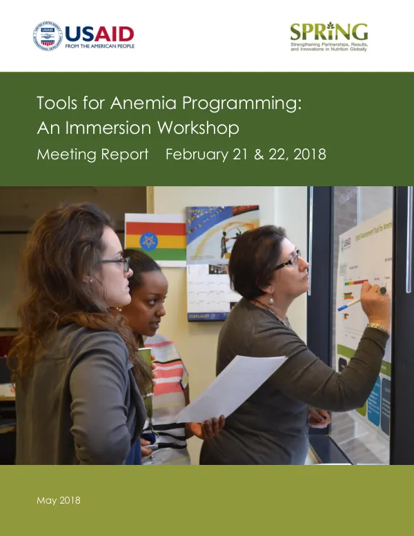 Tools for Anemia Programming: Immersion Workshop Report (Feb 2018)