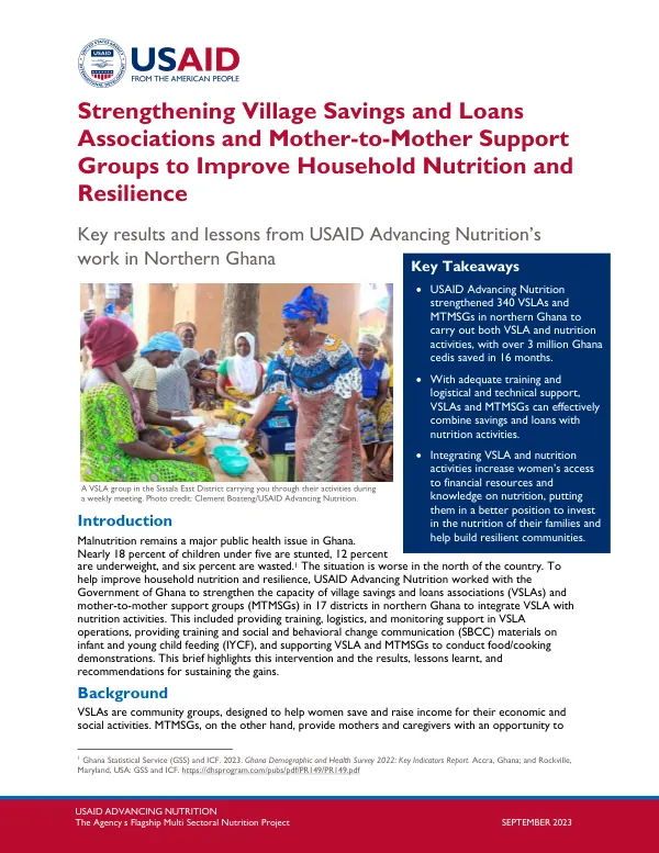 Strengthening VSLAs and Mother-to-Mother Support Groups in Ghana: Key Results and Lessons Learned