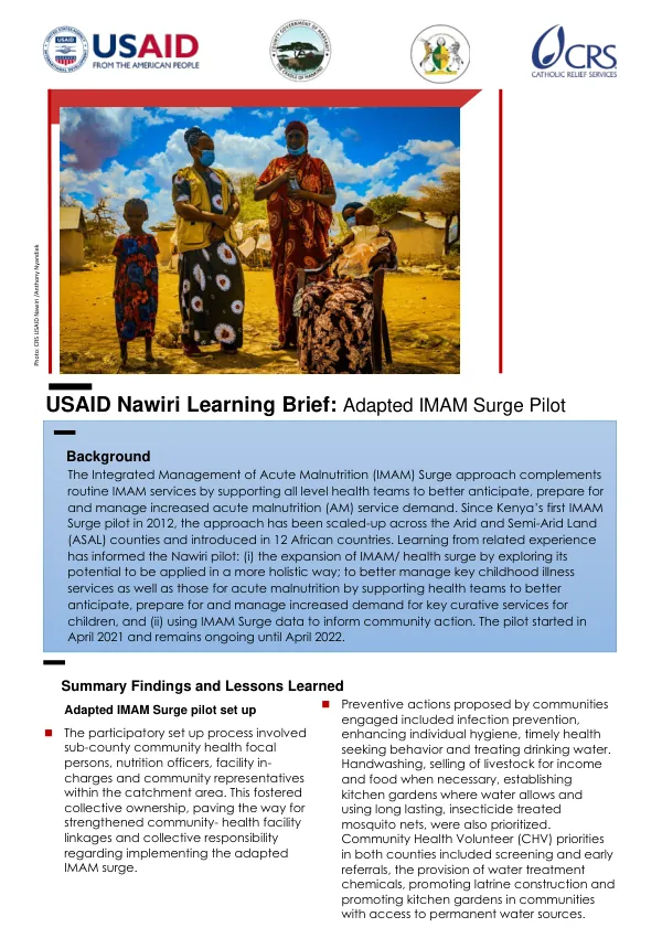 USAID Nawiri Learning Brief: Adapted IMAM Surge Pilot (April 2023)