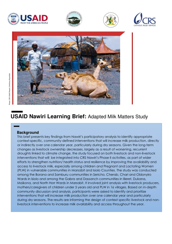 USAID Nawiri Learning Brief: Adapted Milk Matters Study (March 2023)