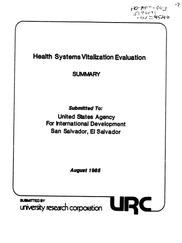 Health systems vitalization evaluation : summary